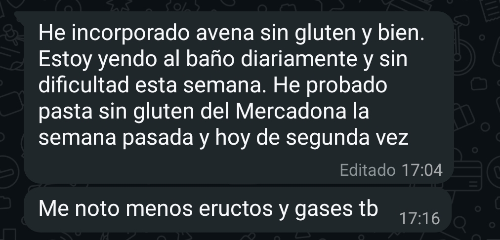 Testimonio paciente vía WhatsApp