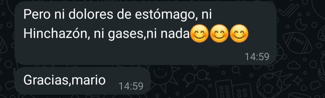 Testimonio paciente vía WhatsApp